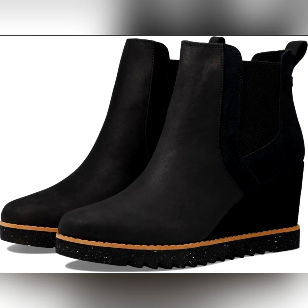 NWT Toms | Maddie Black Suede Leather Ankle Bootie Boot, Women's 10